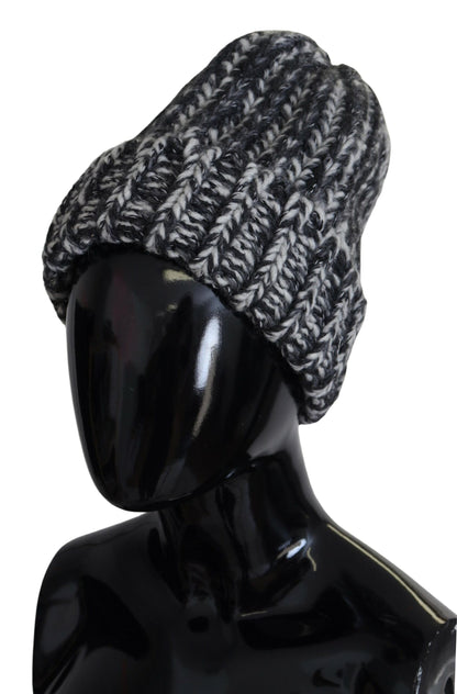 Schwarz Weiß Gestrickt Frauen Winter Beanie Mütze Hut
