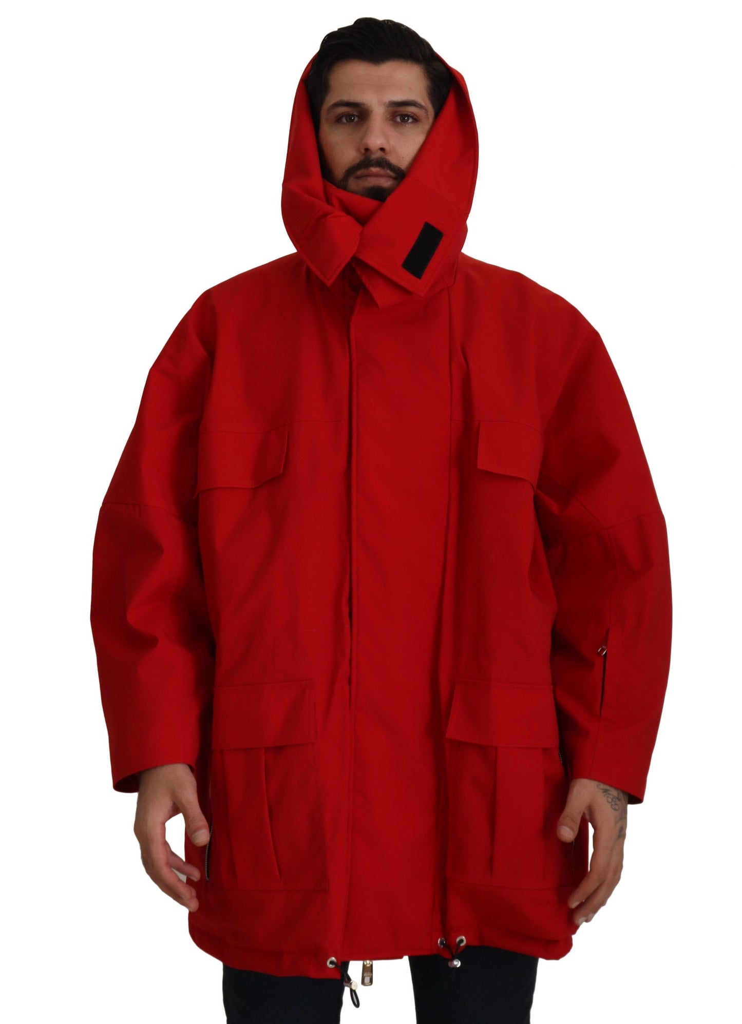 Rote Polyester Windbreaker Jacke mit durchgehendem Reißverschluss