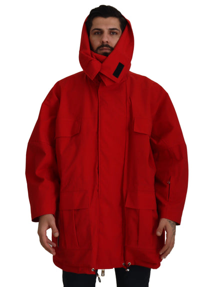Rote Polyester Windbreaker Jacke mit durchgehendem Reißverschluss