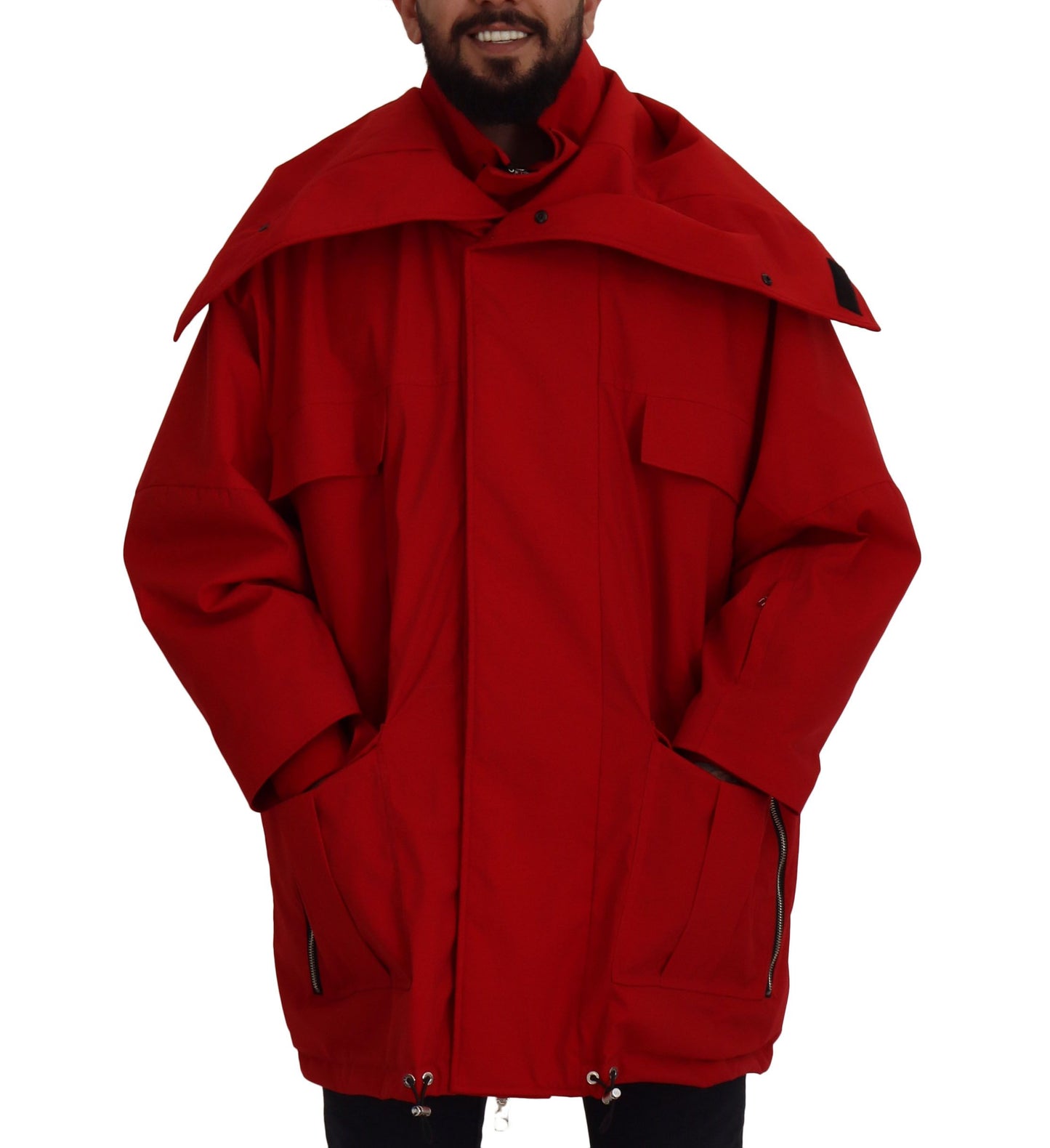 Rote Polyester Windbreaker Jacke mit durchgehendem Reißverschluss