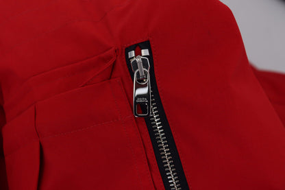 Rote Polyester Windbreaker Jacke mit durchgehendem Reißverschluss