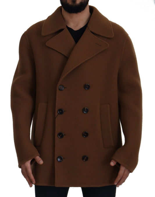 Brauner Nylonmantel Zweireiher Jacke