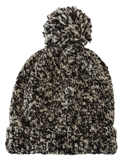 Mehrfarbig gestrickte Pelzkugel Wintermütze