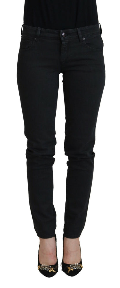 Schwarze Baumwolle Slim Fit Damen Denim Jeans