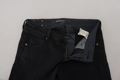 Schwarze Baumwolle Slim Fit Damen Denim Jeans