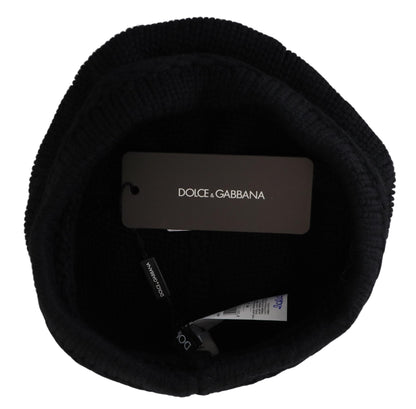 Schwarze Schurwolle Frauen Winter Beanie Mütze Hut