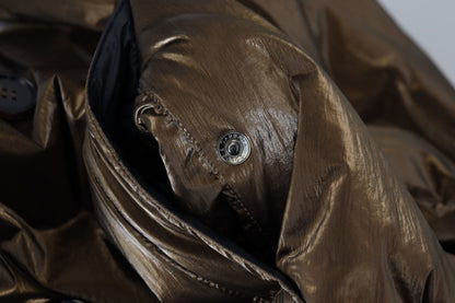 Bronze Nylon Kragen Double Breasted Jacke