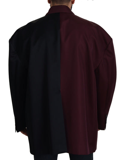 Zweireihige Jacke aus Polyester in Bordeaux