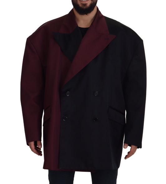 Zweireihige Jacke aus Polyester in Bordeaux