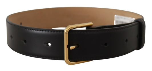 Schwarzer Leder-Goldton-Metall-Gürtel mit Taillenschnalle