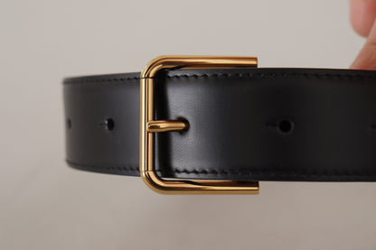 Schwarzer Leder-Goldton-Metall-Gürtel mit Taillenschnalle