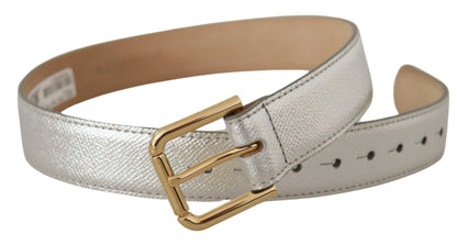 Silberner Leder-Goldton-Logo-Metall-Taillenschnalle-Gürtel