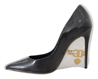 Schwarze Lederabsätze Pumps Kunststoffummantelte Schuhe