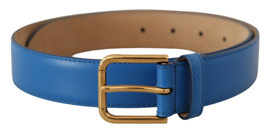 Blauer Leder-Goldton-Logo-Metall-Gürtel mit Taillenschnalle