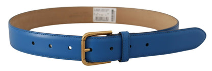 Blauer Leder-Goldton-Logo-Metall-Gürtel mit Taillenschnalle