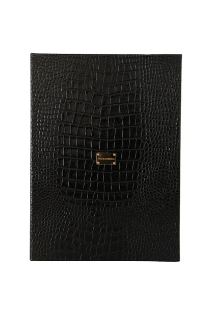 Schwarzes Leder Booklet Dekor Herren Etui Katalog Klappbuch