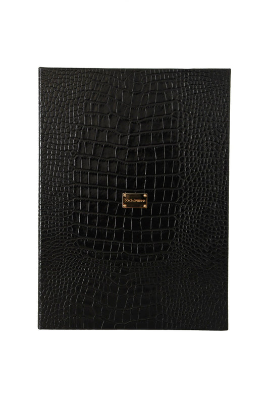Schwarzes Leder Booklet Dekor Herren Etui Katalog Klappbuch