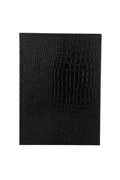 Schwarzes Leder Booklet Dekor Herren Etui Katalog Klappbuch