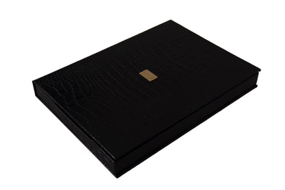 Schwarzes Leder Booklet Dekor Herren Etui Katalog Klappbuch