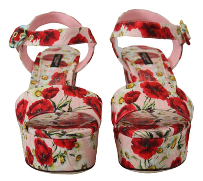 Multicolor Floral Brocade Keil Sandalen Schuhe