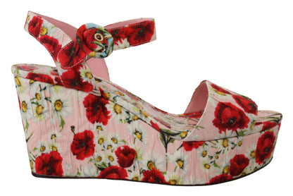 Multicolor Floral Brocade Keil Sandalen Schuhe