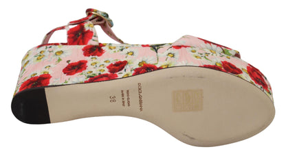 Multicolor Floral Brocade Keil Sandalen Schuhe