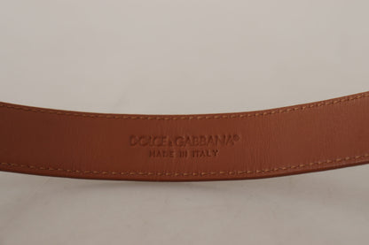 Braunes Leder Barock Gold DG Logo Gürtelschnalle