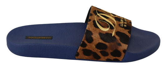 Blau Braun Leopard Logo Gummi Pantoffeln Schuhe