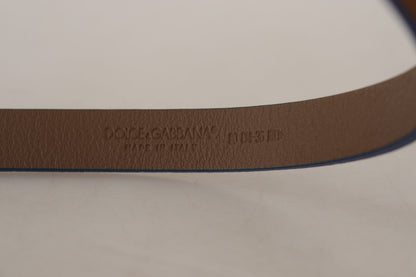 Dunkelbraun Blau Leder Gold Metall Schnalle Gürtel