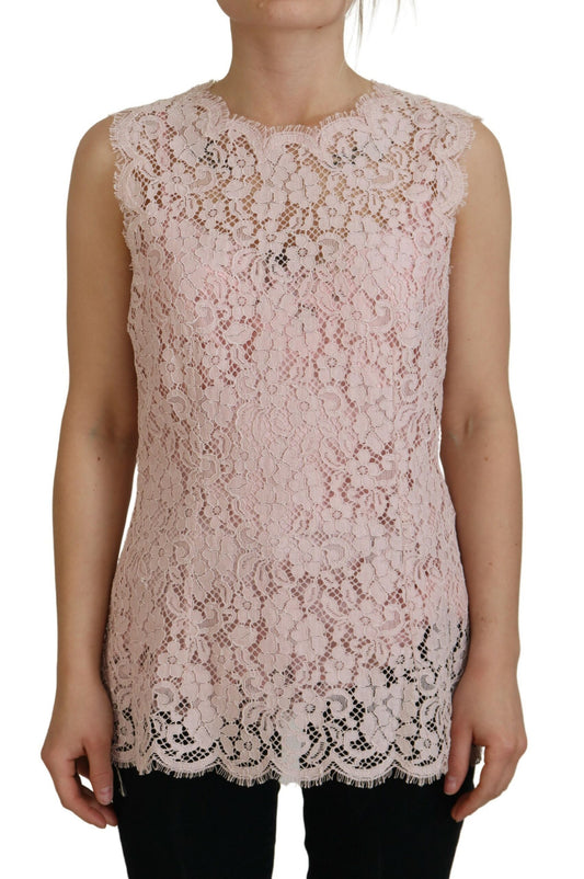 Pinke florale Spitze ärmelloses Tank-Bluse Top