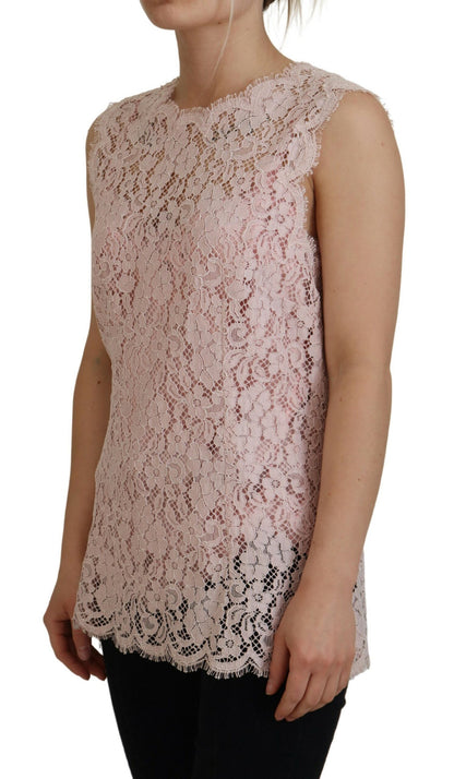 Pinke florale Spitze ärmelloses Tank-Bluse Top