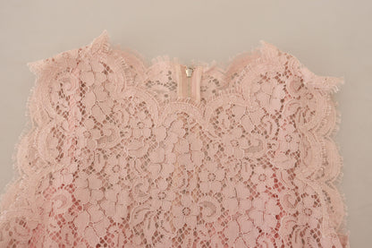 Pinke florale Spitze ärmelloses Tank-Bluse Top