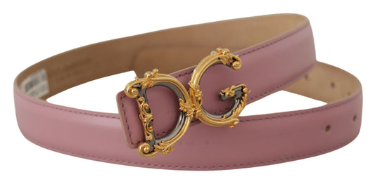 Rosa Leder Barock Gold Metall DG Logo Schnalle Gürtel