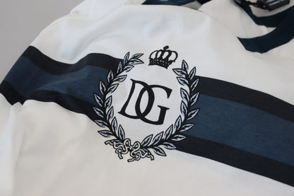 Weiß-blaues T-Shirt mit Rundhalsausschnitt aus Baumwolle