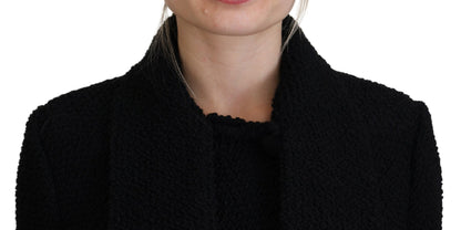 Schwarzer Woll-Strick-Blazer Frauen Mantel Jacke