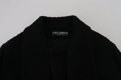 Schwarzer Woll-Strick-Blazer Frauen Mantel Jacke