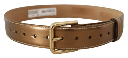 Bronze Kalbsleder Gold Logo Gürtelschnalle
