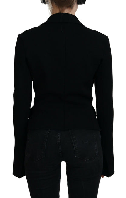 Schwarze Strickjacke mit Knöpfen Blazer Viskose Jacke