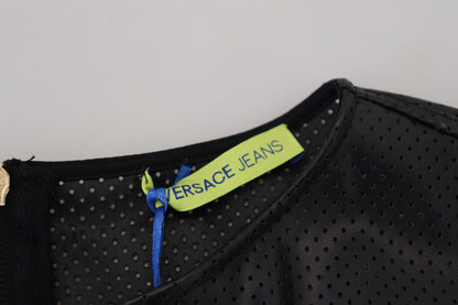 Schwarzes Smoke Print Top mit langen Ärmeln