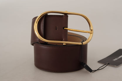 Dunkelbrauner Leder-Gold-Metall-Gürtel mit breiter Taillenschnalle