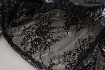 Schwarzer Nylon-Pullover mit Kapuze für Frauen Pullover