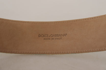 Grüner breiter Brokat-Jacquard-Gürtel mit DG-Logo und goldener Schnalle