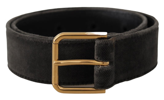 Brauner Samt Goldton Logo Metall Gürtelschnalle