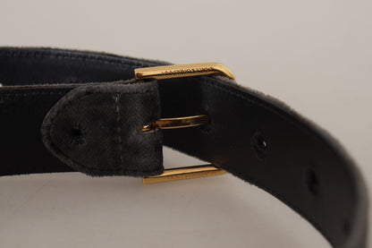 Brauner Samt Goldton Logo Metall Gürtelschnalle