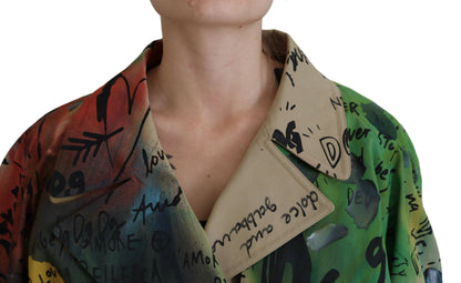 Multicolor Baumwoll-Stretch-Cropped-Mantel Jacke