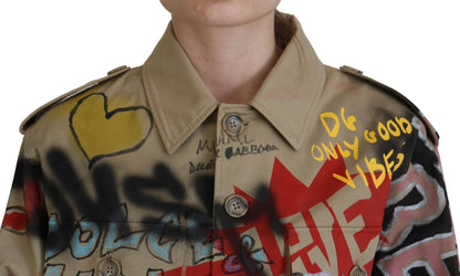 Multicolor Baumwoll-Stretch-Cropped-Mantel Jacke