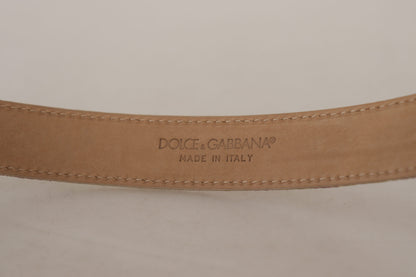 Rosafarbener Jacquard-GD-Logo-Gürtel mit goldener Metallschnalle