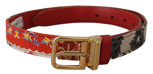 Multicolor Majolika Patchwork Gürtel mit goldener Metallschnalle