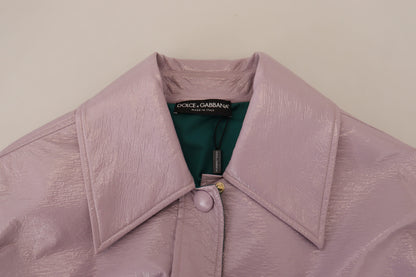 Lila Baumwolle Button Down Cropped Jacket