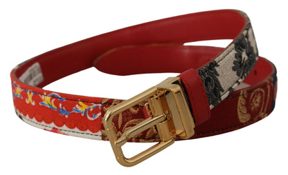 Multicolor Majolika Patchwork Gürtel mit goldener Metallschnalle